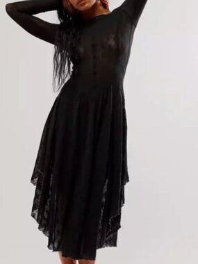 Free People Dial For Drama Slip - Black - Size Small